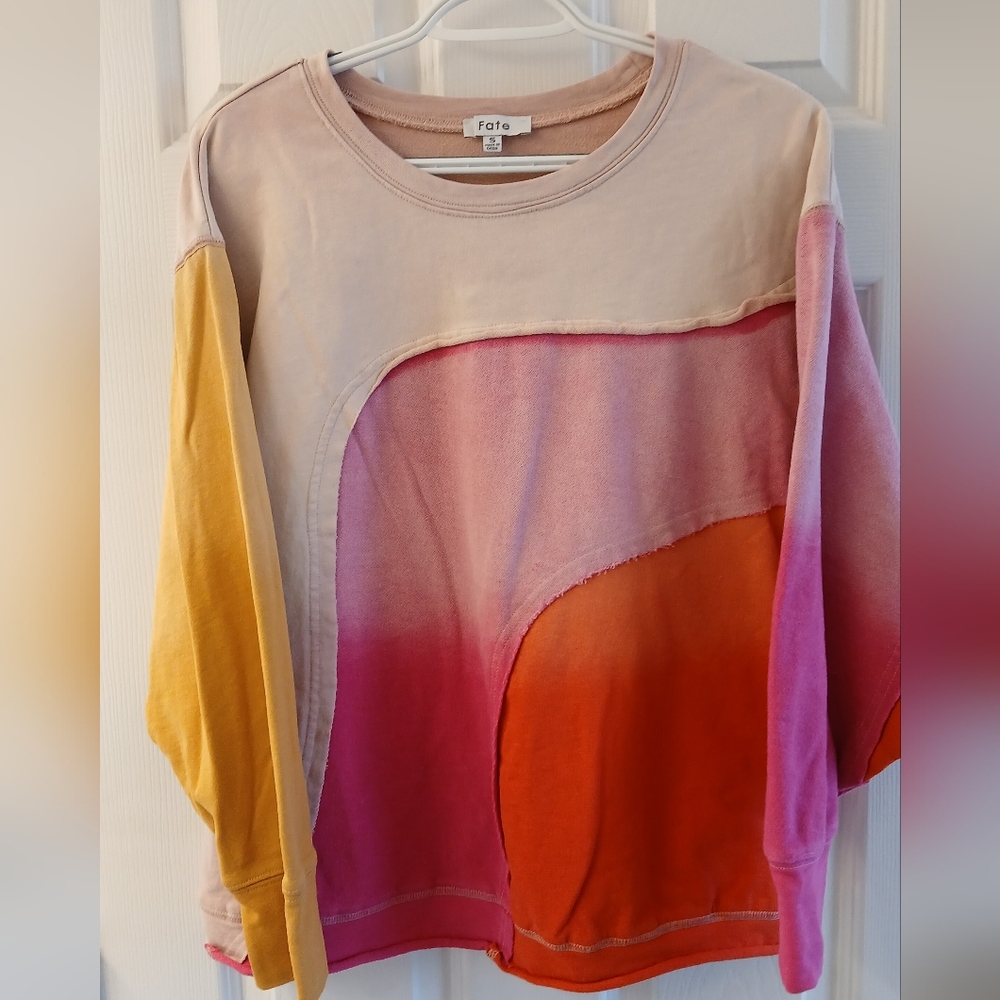 FATE Color Block Wave Sweatshirt – Size Small – 100% Cotton